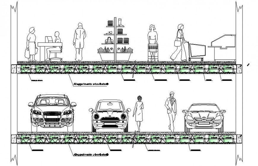 Drawing of commercial building section autocad file