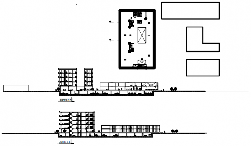 Drawing of commercial complex detail AutoCAD file