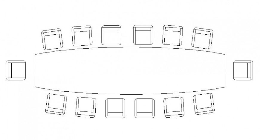 Drawing of conference Table and chair in AutoCAD software