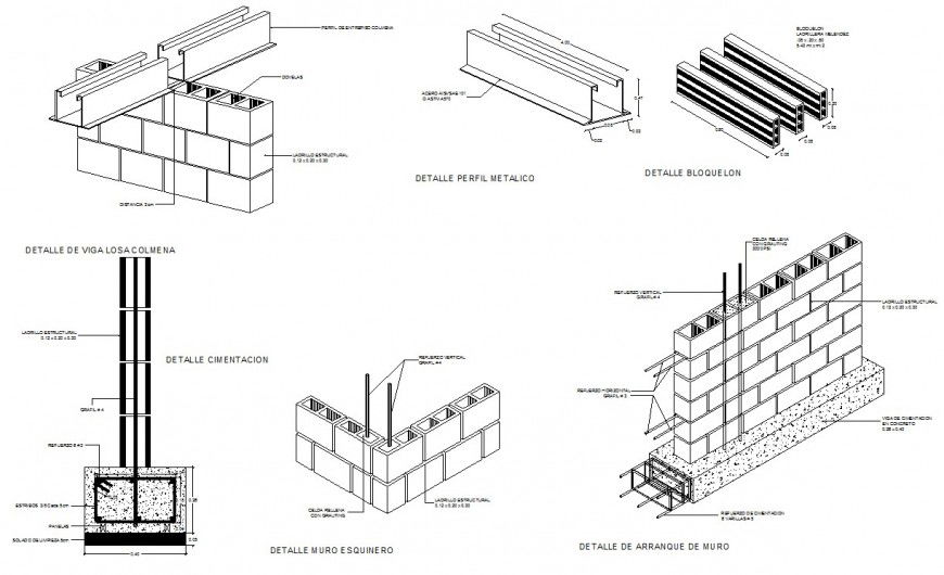 drawing of construction blocks details AutoCAD file