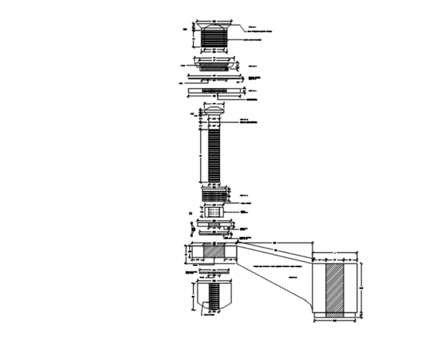 Drawing of crystal stainless steel support details AutoCAD file