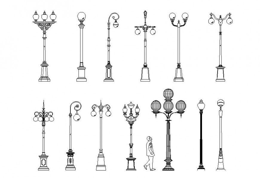 Drawing of decorative lamp post  AutoCAD