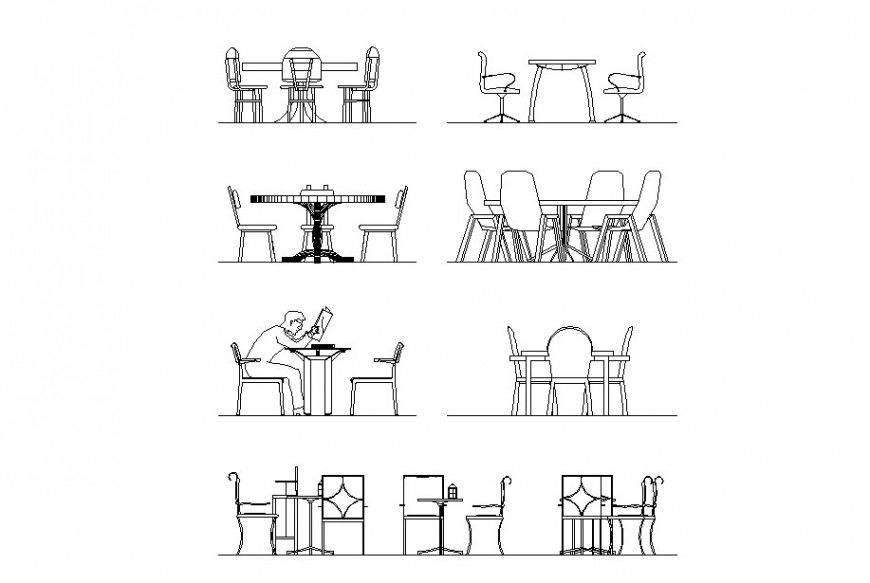 Dining Table Furniture Block Design in AutoCAD DWG file