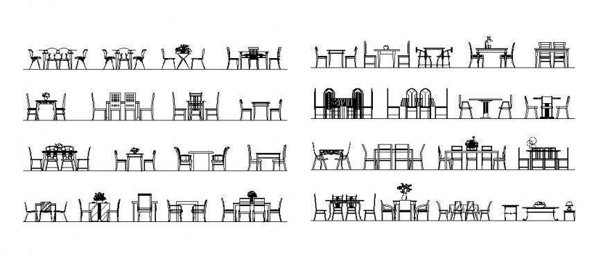Drawing of dining table furniture block AutoCAD file