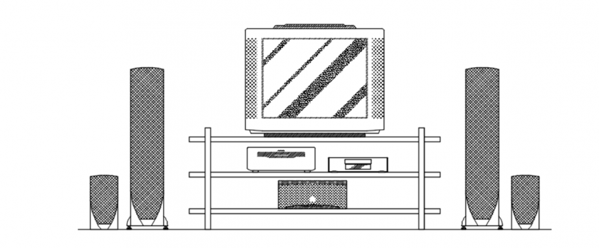 drawing of drawing room tv unit 2d details AutoCAD file