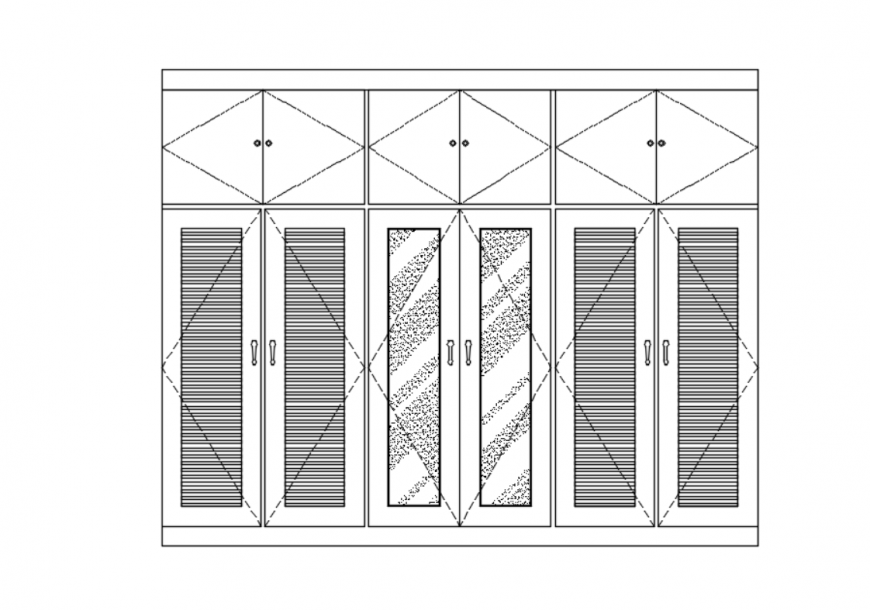 Drawing of elevation of the wardrobe details AutoCAD file