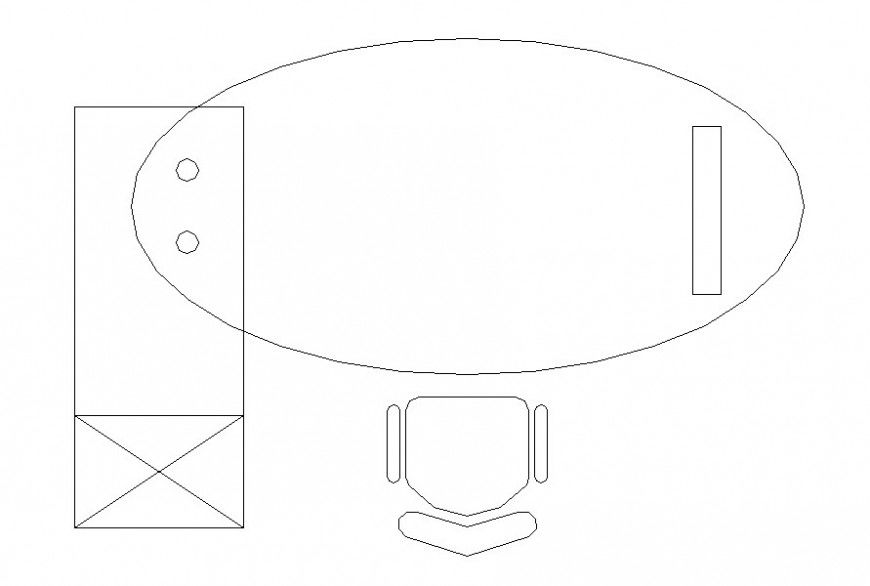 Drawing of ellipse shape table block AutoCAD file