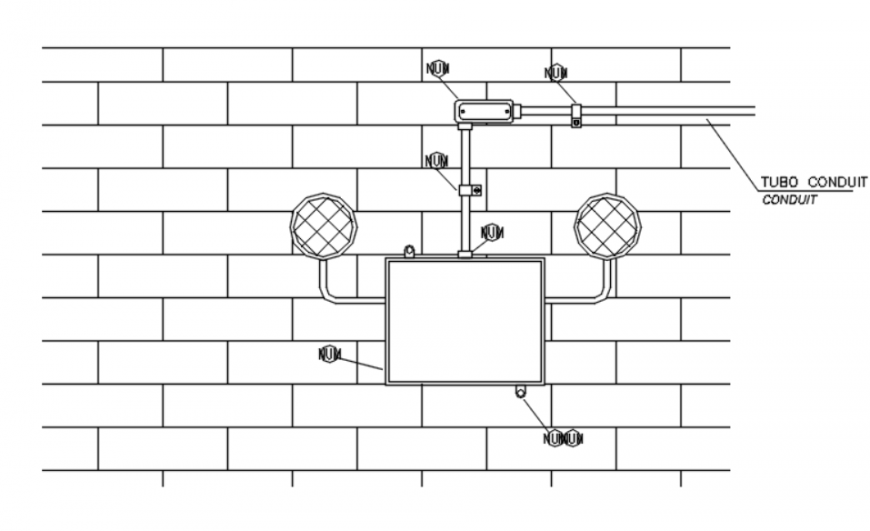Emergency lighting fitting detail AutoCAD drawing file for engineers