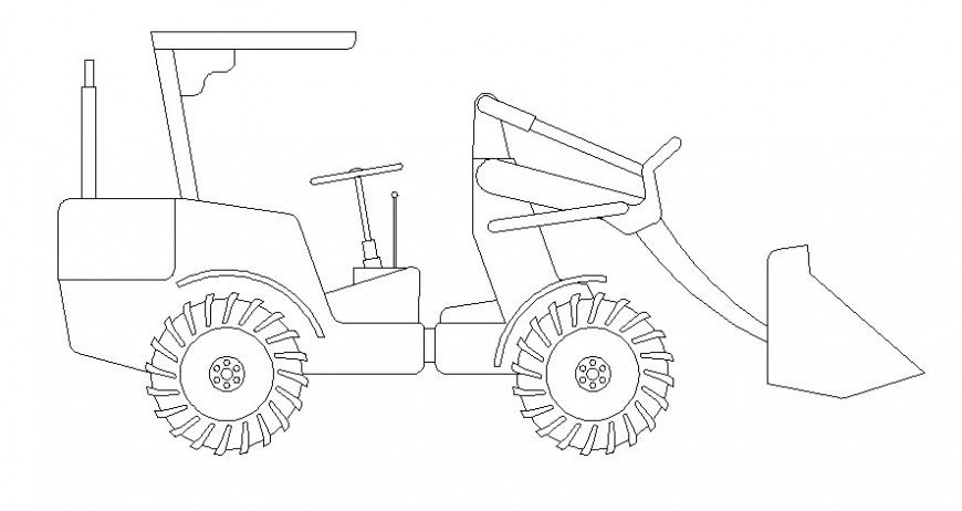 Drawing of excavator machinery units 2d view in AutoCAD
