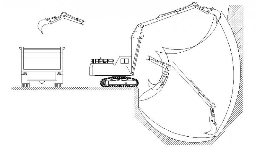 Drawing of excavator machinery units details in autocad