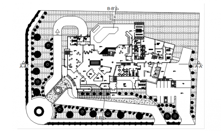 Drawing of executive hotel 2d details AutoCAD file