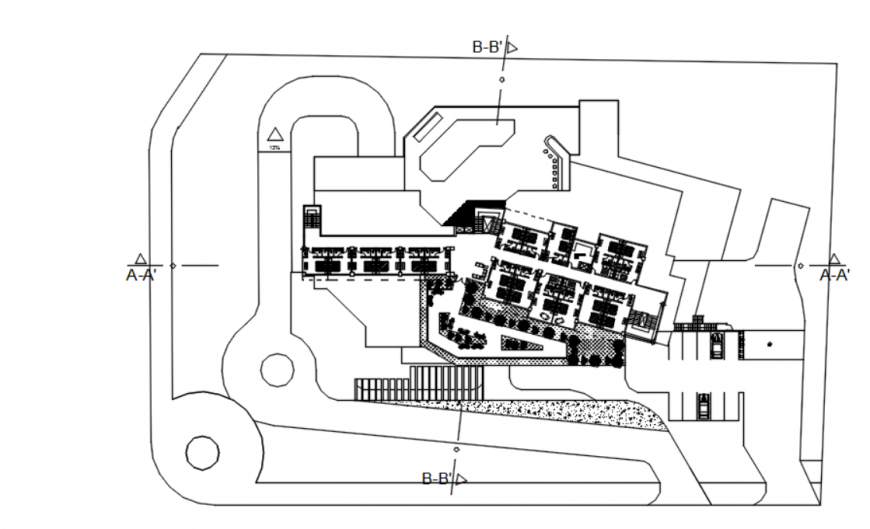 Drawing of executive hotel details autcad file