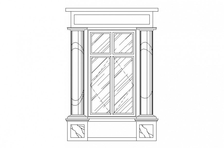 Drawing of flat arch window AutoCAD file