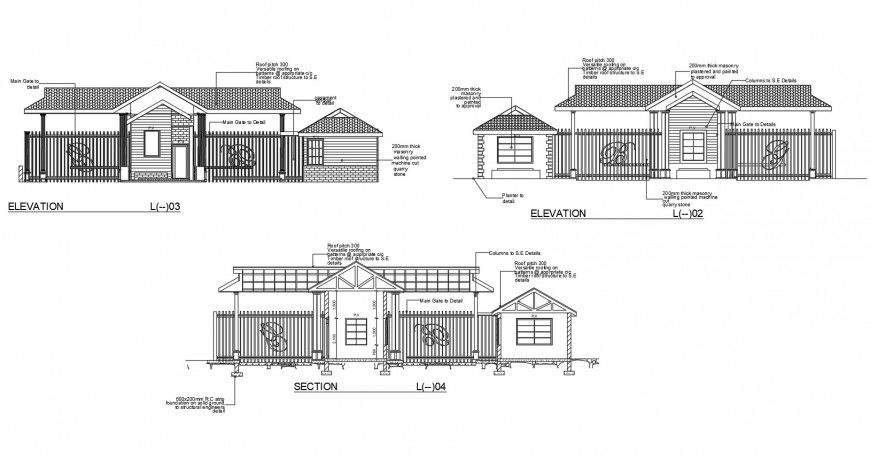 Drawing of garden guard house 2d details AutoCAD file