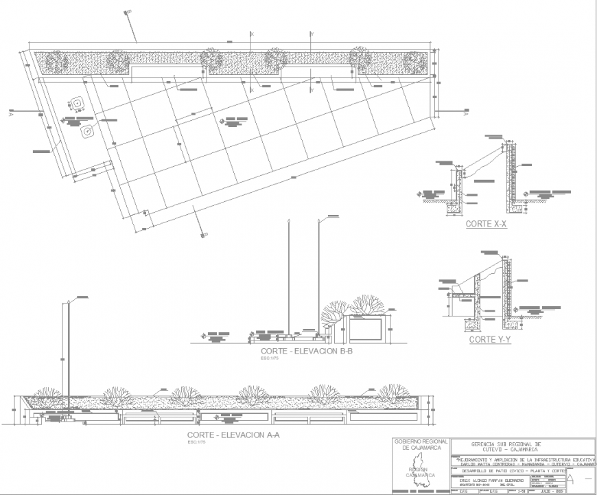drawing of Garden of primary school in dwg file.