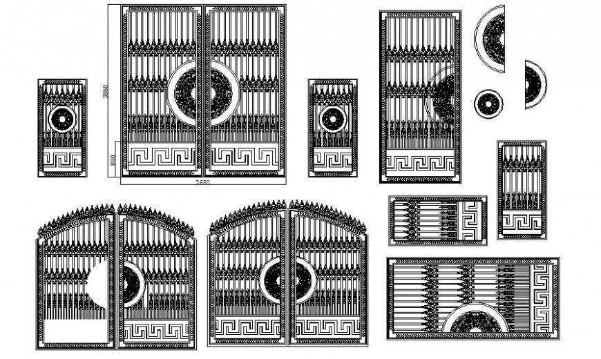 Drawing of gate details elevation 2d view autocad file