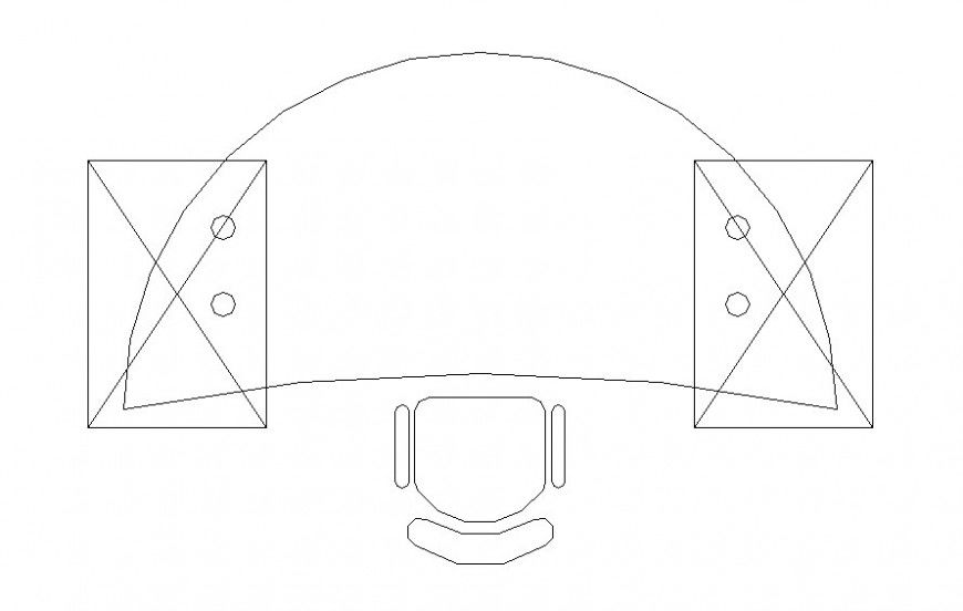 Drawing of half round shape table block AutoCAD file