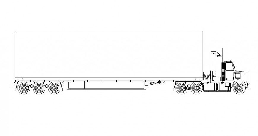 Drawing of heavy loaded truck 2d view elevation autocad software file