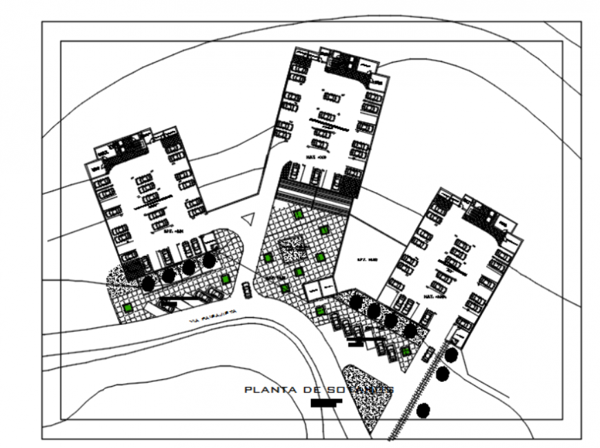 Drawing of high-density housing tower details AutoCAD file