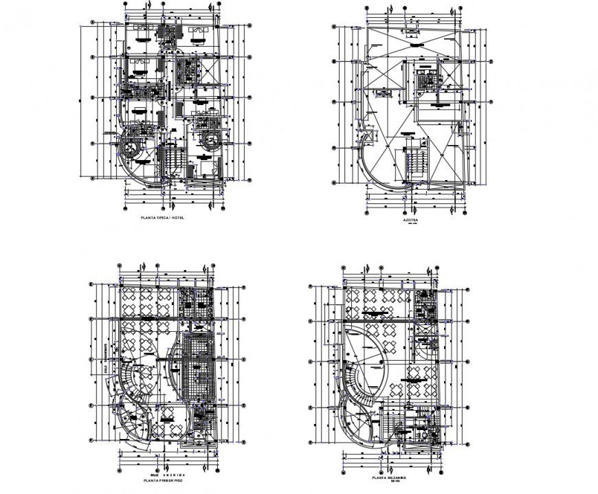 Drawing of hotel architecture AutoCAD file