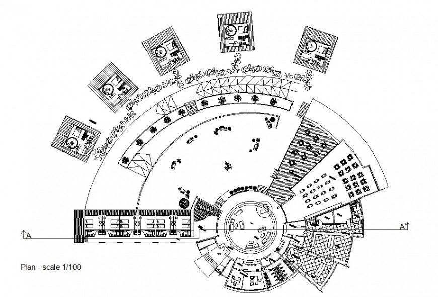 Drawing of hotel design plan 2d details AutoCAD file