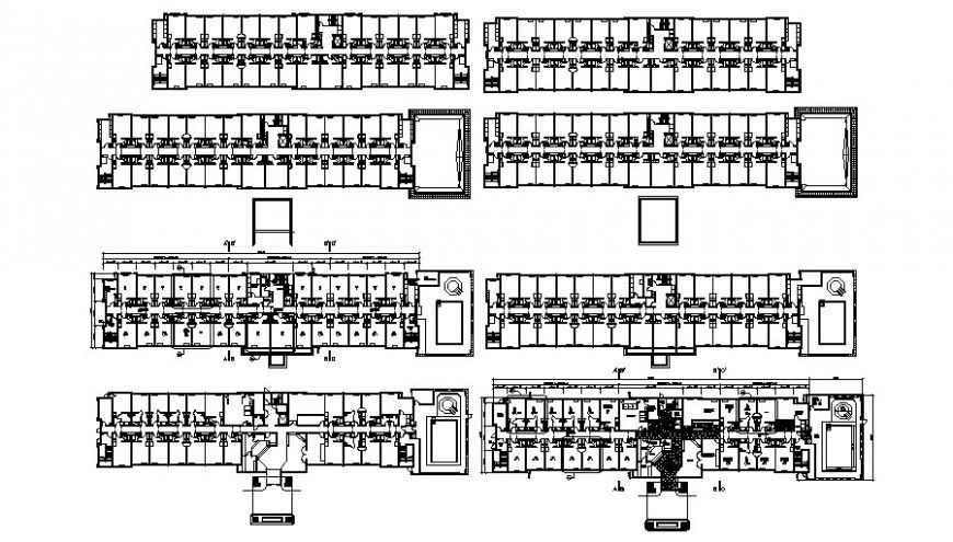 Drawing of hotel model design 2d autocad file
