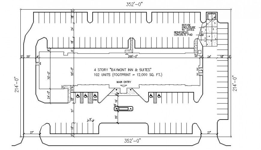 Drawing of hotel model design AutoCAD file