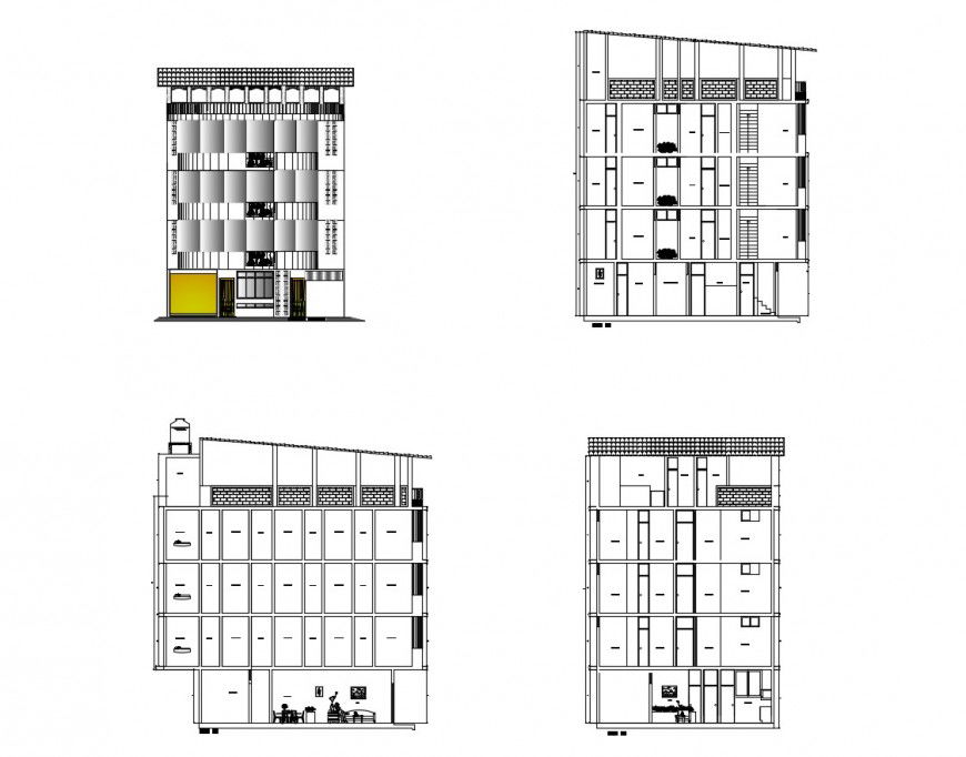 Drawing of house hotel 2d detail AutoCAD file