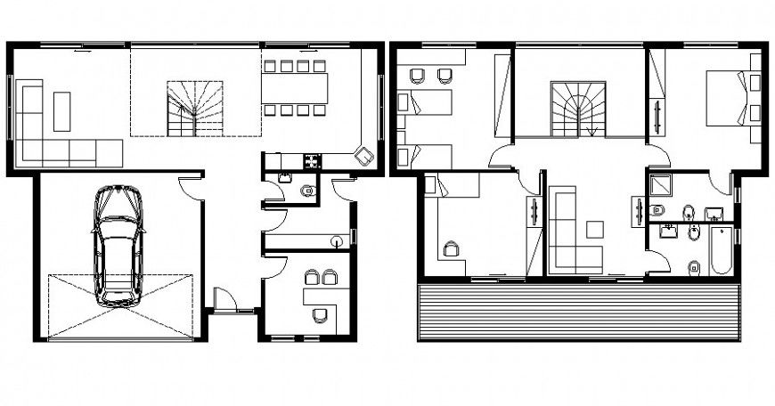 Drawing of house layout plan 2d view autocad file