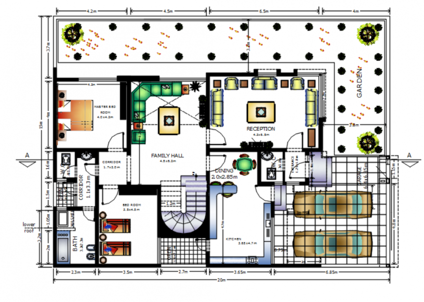 Drawing of house project 2D detail AutoCAD file