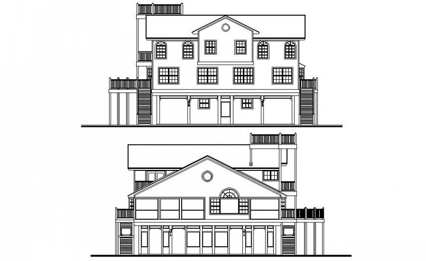 Drawing of housing apartment elevation 2d view autocad file