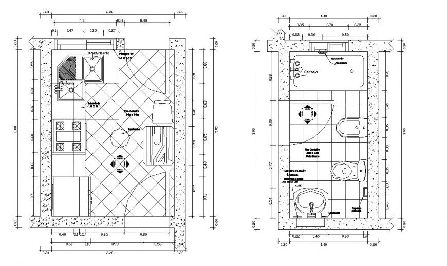 Drawing of kitchen-bathroom 2d block details AutoCAD file