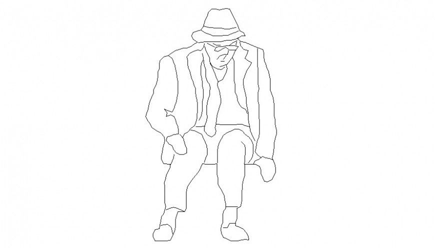 Man 2D View Elevation Drawing AutoCAD DWG File for Designers