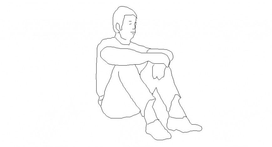 Drawing of man details 2d view people blocks dwg file