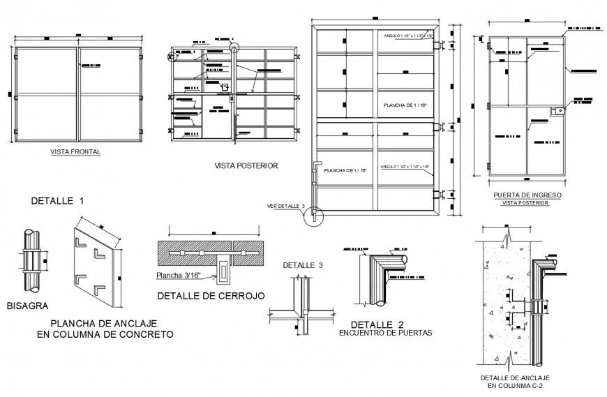 Drawing of metallic gate 2d details Autocad file