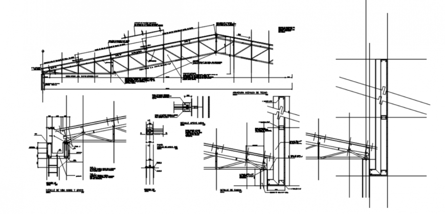 Drawing of metallic roof details AutoCAD file