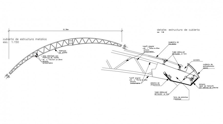 Drawing of metallic roof truss details 2d details AutoCAD file