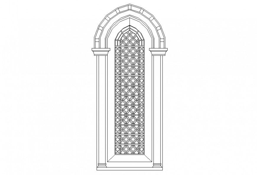 Drawing of multifoil single shutter arch AutoCAD file