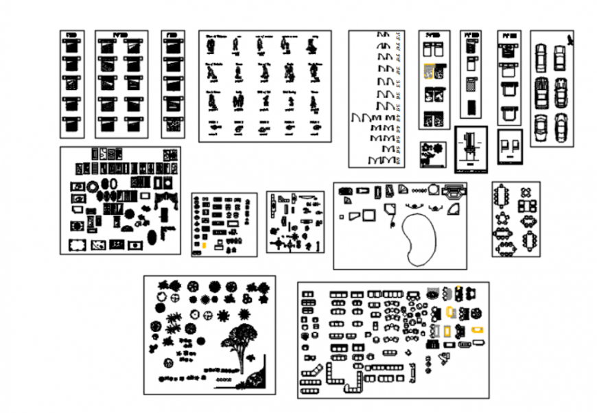 Drawing of multiple furniture 2d blocks AutoCAD file