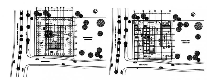 Office center AutoCAD drawing file with complete 2D layout plans