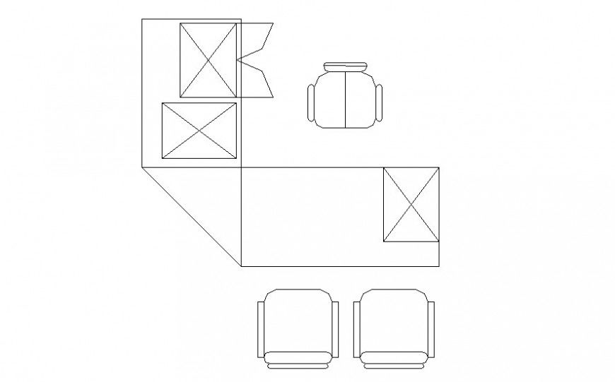 Drawing of office furniture block AutoCAD file