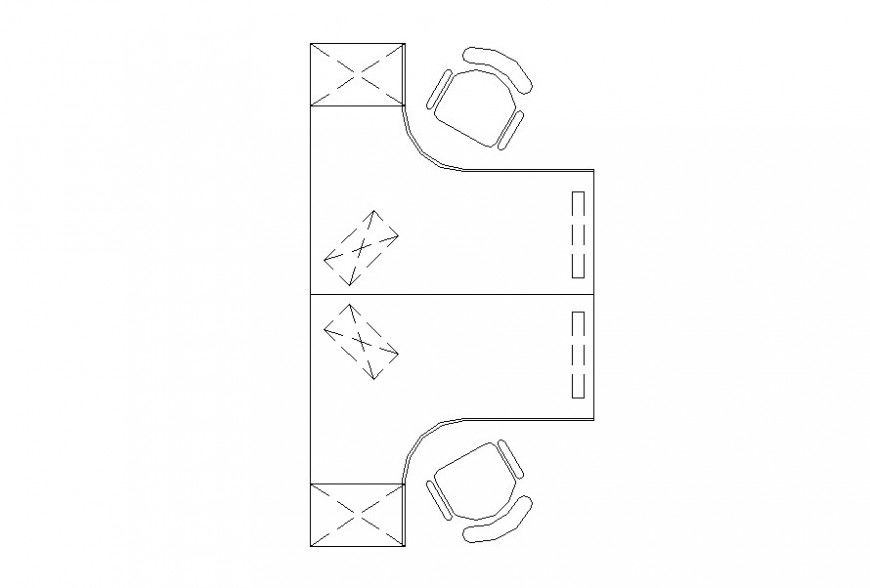 Drawing of one side round office table 2d block AutoCAD file
