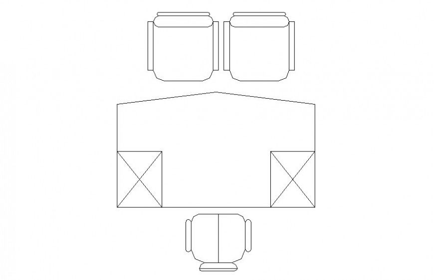 Drawing of one side triangle edge office desk block