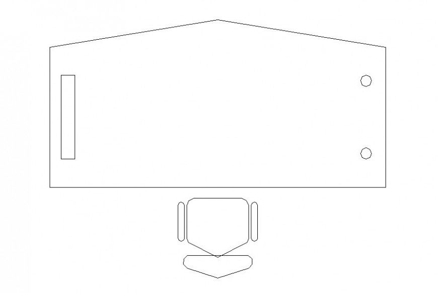 Drawing of one side triangle edge table block AutoCAD file