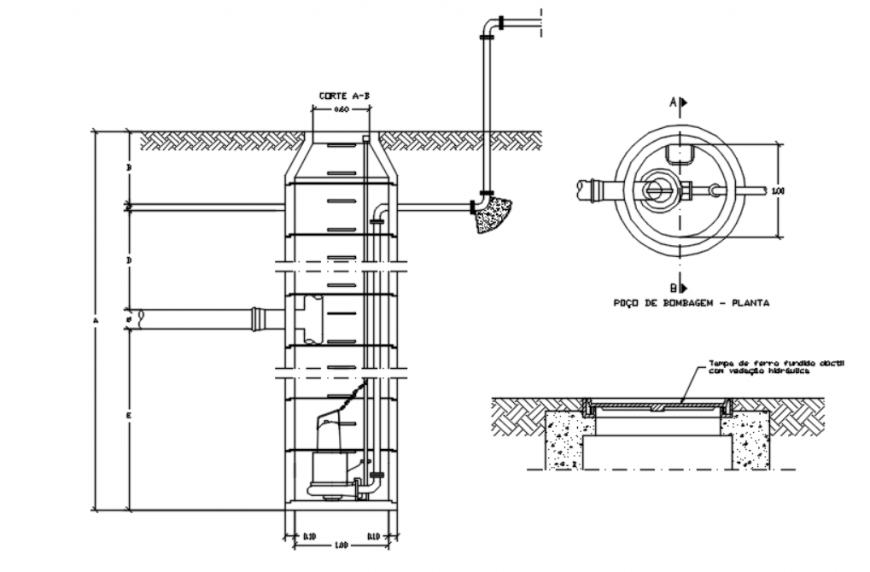 Drawing of pumping well details AutoCAD file