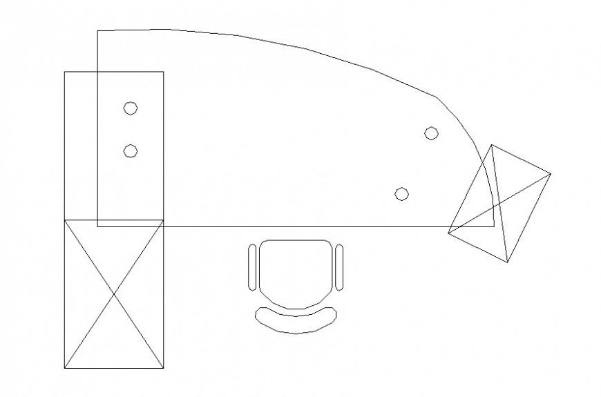 Drawing of quarter shape table block AutoCAD file