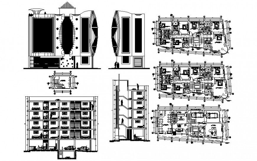 Drawing of residential apartments 2d view autocad file