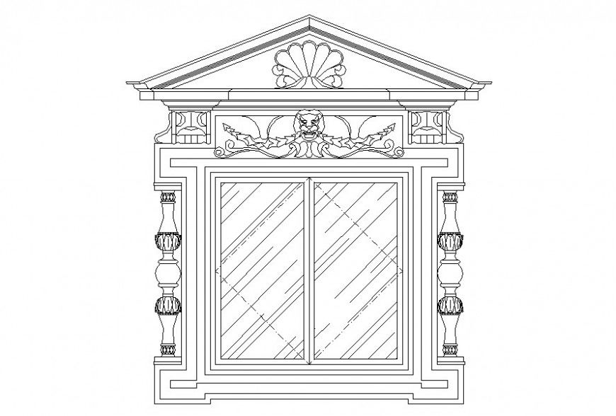 Drawing of roman arch window AutoCAD file