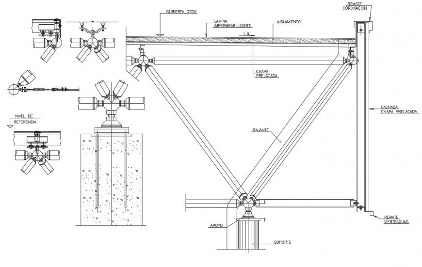 Drawing of roof structure details AutoCAD file