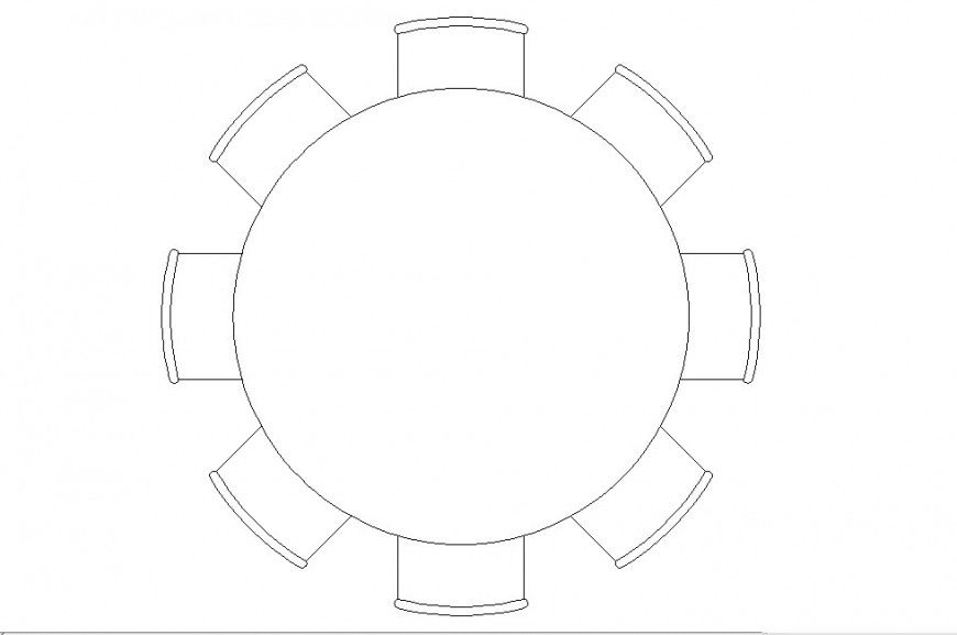 Drawing of round 8 seaters dining table furniture block AutoCAD file